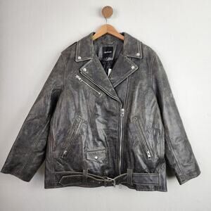 NEW Madewell Distressed Leather Oversized Motorcycle Jacket